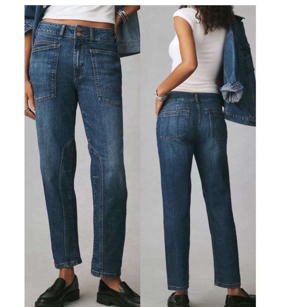 Pilcro and the Letterpress Women’s Straight Leg Jeans in Dark Blue
